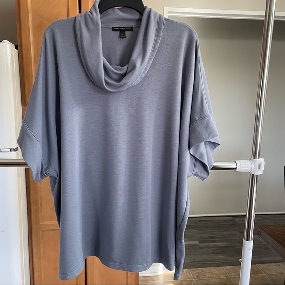Banana Republic Women's Pearl Blue Cowl Neck Sweater M/L Oversized Relaxed - Picture 1 of 3